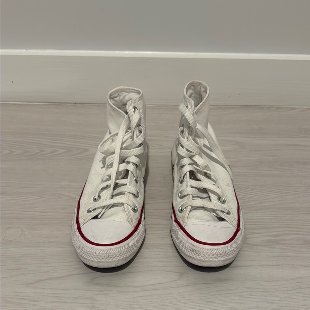 Converse White and Red High-Top Sneakers